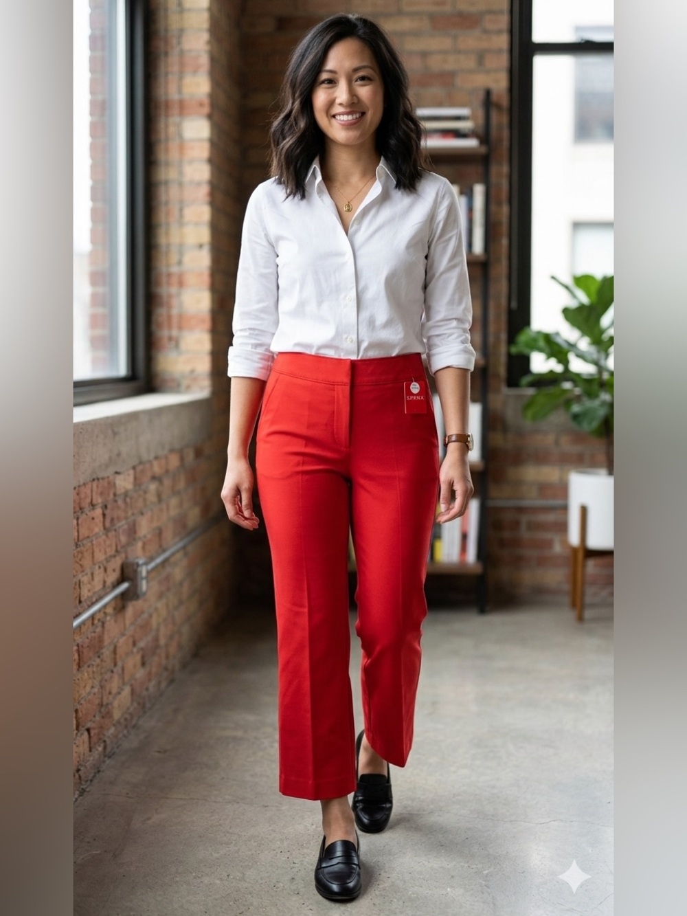 Spanx On-The-Go Kick Flare Pants Red Stretch Sz Small Petite NWT